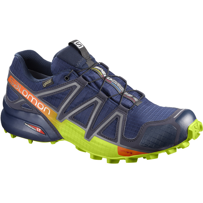 SALOMON SPEEDCROSS 4 GTX® Philippines - Men's Trail Running Shoes - Navy/Green | 093456-WFR